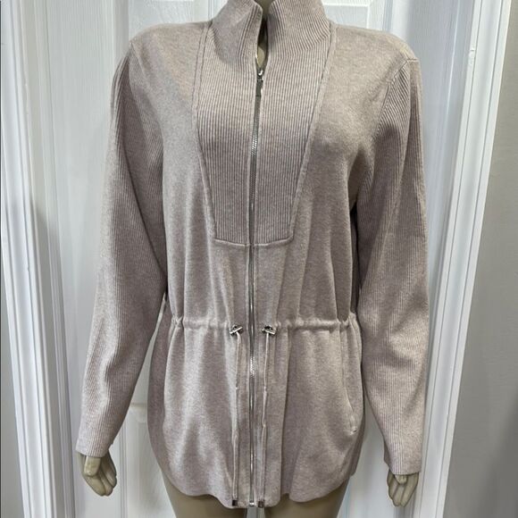 Women's Beige Zip-Up Jacket - Picture 1 of 8